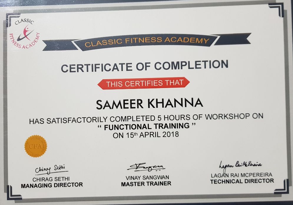Functional Training Certification of Completion